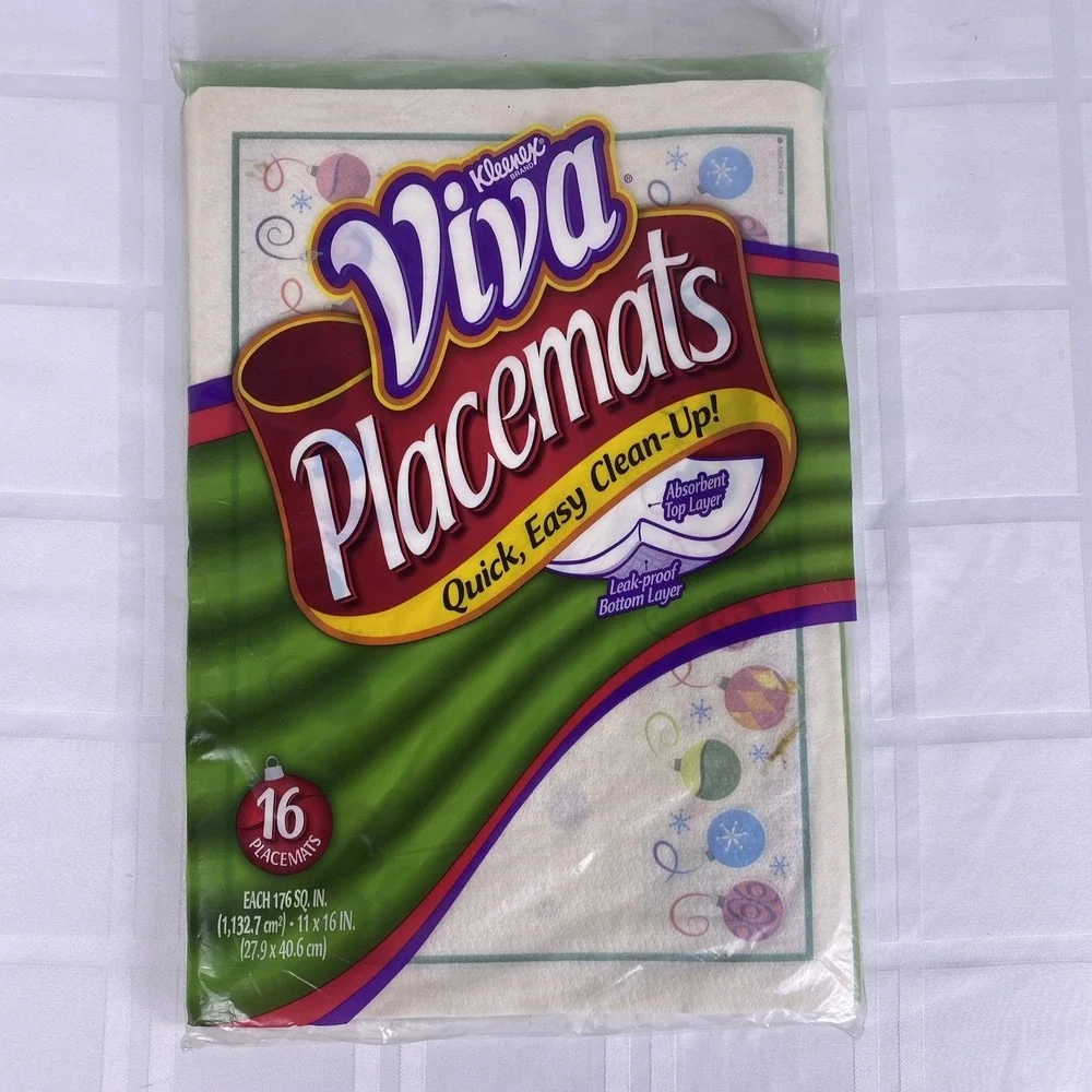 Kleenex Viva Placemats, 16 Count Disposable Vintage 2004, New &‎ Sealed